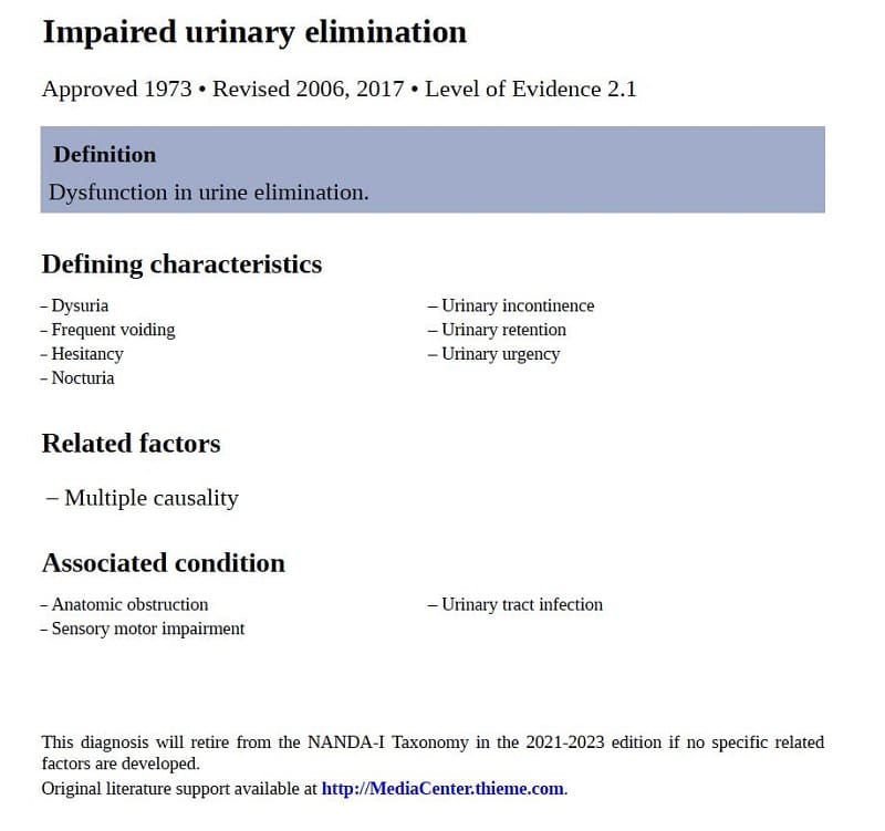 impaired urinary elimination